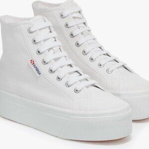 RARE White Platform Superga Adult 2708 Hi Top Sneaker EUC